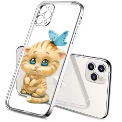 Custodia cover per iPhone 13 12 11 X XS 7 8 in Tpu morbido placcato Argento 1072 - Immagine 1 di 3