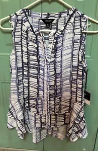 Simply Vera Wang Button-Up High-Low Sleeveless Cascading Top | Size XS | Neu mit Etikett - Bild 1 von 4