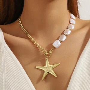 Imitation Pearl Beach Jewelry Sea Series Summer Necklace Women's - Picture 1 of 16