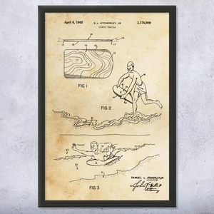 Body Board Patent Wall Art Poster, Canvas or Framed Sports Decor Swimming Gifts - Picture 1 of 15