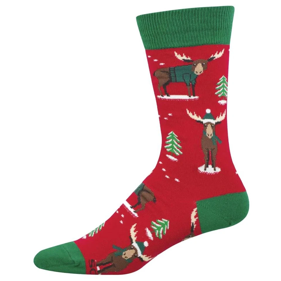 Meias masculinas Socksmith Crew novidade calçado - tema feriado - alce de Natal - Imagem 1 de 1