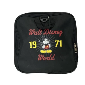 Walt Disney Black Canvas Duffel Luggage Bag Foldable Mickey Mouse - Picture 1 of 10