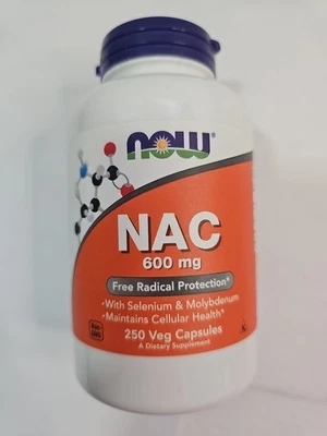 Now Foods NAC N-ацетилцистеин 600 мг 250 капсул защита от свободных радикалов селен 04/27 - Изображение 1 из 4