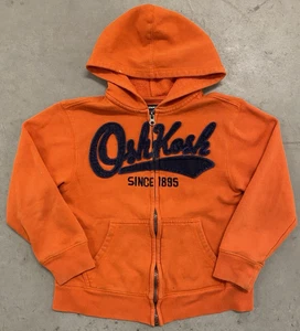 Oshkosh Bgosh Boys Kids Spellout Hoodie Size 8 Sweatshirt Full Zip Pockets - Picture 1 of 5