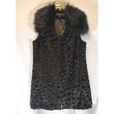 Chaleco Marc New York Imitación Piel Abrigo Sin Mangas Negro Cuello Texturizado Talla M Foto 1 de 4