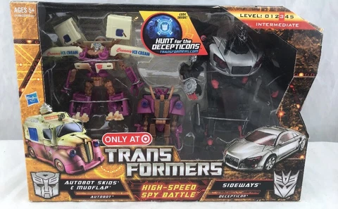 Transformers HFTD High-Speed Spy Battle Skids Mudflap And Sideways MISB Cover