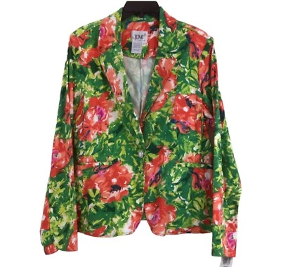 Chaqueta Blazer LAL Live A Little Para Mujer Floral 1 Botón Verde Rojo L Foto 1 de 4