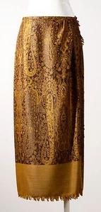 NWT LINDA ALLARD ELLEN TRACY LONG 100% WOOL WRAP PANEL MAXI BOOT SKIRT CAMEL 6 - Picture 1 of 7