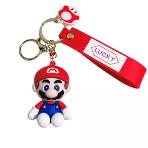 Red Mario 3D Character Silicone Charm Keychain (Lucky) - Picture 1 of 6