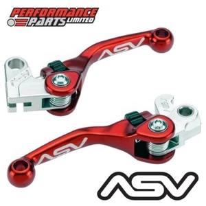 ASV F4 Short Red Brake + Clutch Lever Set for Honda CRF250 R / RX 2016 - Picture 1 of 11