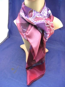 WOMAN'S VERY LARGE SQUARE SCARF - MAROON AND GRAYS - 39"X 39.5" BEAUTIFUL! - Picture 1 of 10