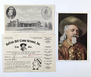 Buffalo Bill Campground Cody Wyoming ricevuta e cartoline 1930 - Foto 1 di 7