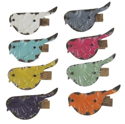 Clip de pájaro de metal rústico envejecido de 3" de largo elige 1 color blanco verde azulado amarillo+ Foto 1 de 4