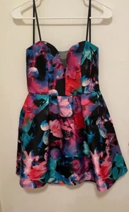 B DARLIN Women's Juniors Floral Print Fit + Flare Dress Size 7/8- NEW - Picture 1 of 8