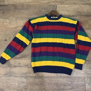 Class Club color block striped sweater vintage 90s Youth L 16-18 - Picture 1 of 10