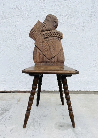 Antique Hand Carved Wood Drunken Man Chair - Tavern Pub Chair Late 19th Century Cover