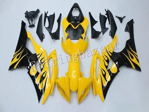 Fit for 2008-2016 YZF R6 Yellow Black Flame ABS Injection Bodywork Fairing Kit - Picture 1 of 7