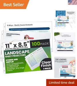 Protectores de documentos de paisaje resistentes al desgarro - 100 fundas antiadherentes para carpetas - Imagen 1 de 8