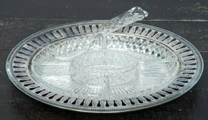 Vintage Cavalier Silver Plated Tray Removable Glass Snack Wares Spoon England - Picture 1 of 11