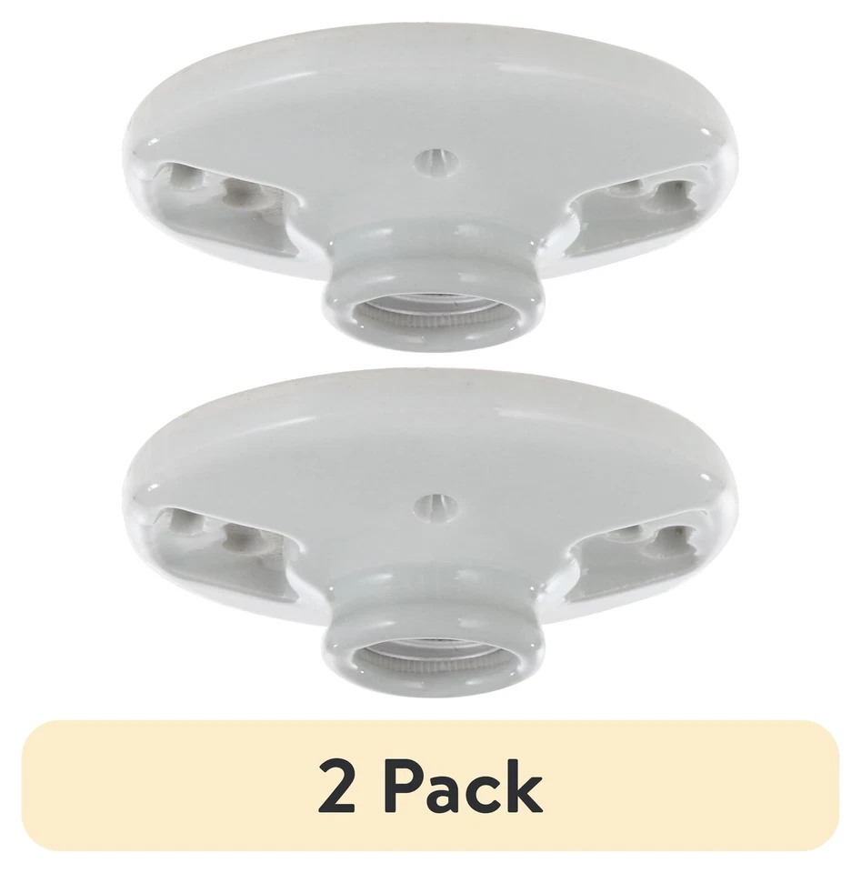 HYPER Tough White Base Ceiling Mount Porcelain Lamp Holder TD35078G