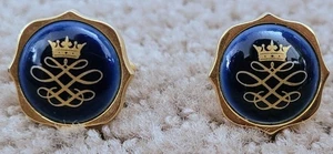 AUTÉNTICOS GEMELOS DE PORCELANA CON LOGOTIPO REAL DE COPENHAGEN ESPALDA BALA USADOS - Imagen 1 de 8