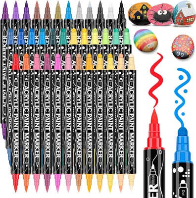 MAQHPU Steine Zum Bemalen Stifte Wasserfest, 36 Farben Acrylstifte, Acrylstifte Für Ste