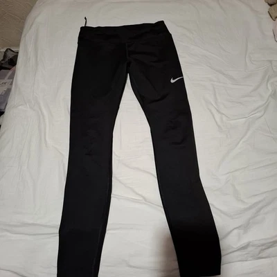 Nike Dri Fit Medium Mesh Detail Leggings - Image 1 of 3
