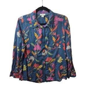 Sundance Oberteil Damen M blau Knopfleiste Shirt 100% Baumwolle Langarm leicht - Bild 1 von 8