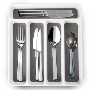 Plastic Kitchen Cutlery Tray Organiser Rack Holder Drawer Insert Tidy Storage - Picture 1 of 7