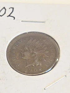 1902 1C BN Indian Cent Penny Coin - Lot BT649 - Bild 1 von 2