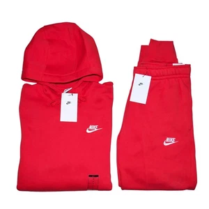 Nike Club Fleece 2-teiliges Jogginganzug University Rot Herren Trainingsanzug Geschenkset Neu mit Etikett - Bild 1 von 20