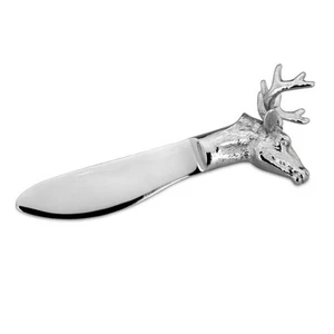 Buttermesser Hirsch Silber 13 x 4 x 5 cm polierter Edelstahl Rustikal Geschenk - Bild 1 von 5