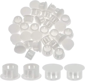 30PCS 13Mm (1/2") White Hole Plugs Plastic Flush Type Hole Plugs Snap in Locking - Picture 1 of 12