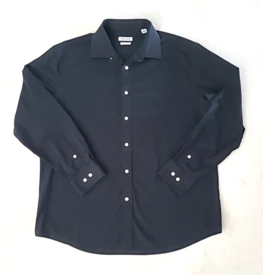 Camisa de vestir negra de ajuste clásico Haggar 16,5 ropa de trabajo esencial cuello extendido para hombre Foto 1 de 4
