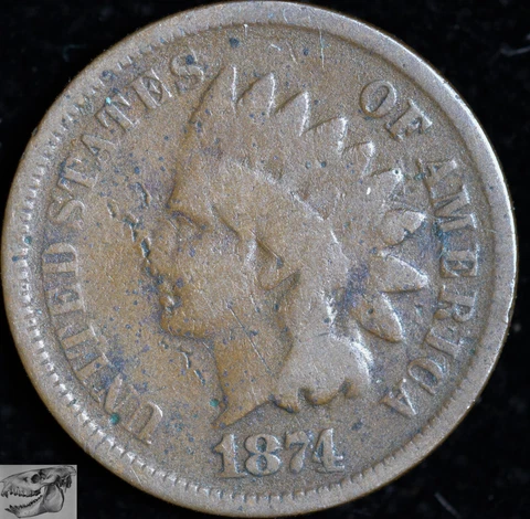 1874 Indian Head Cent, About Good+ to Good Condition, Free Shipping C6434 Cover