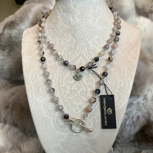 New VSA Virgins Saints & Angels Silver Lux Quartz Beaded Toggle Delfina Necklace - Picture 1 of 6