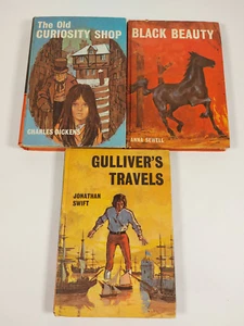 3 Vintage Bancroft Classics - Curiosity Shop Black Beauty Gulliver Travels Books - Picture 1 of 8