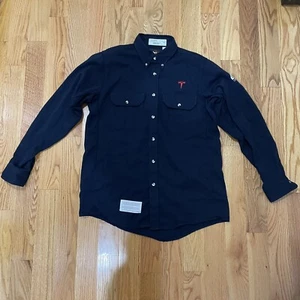 Bulwark Tesla FR Flame Resistant Navy Blue Long Sleeve Shirt Men Size MD Medium - Picture 1 of 10