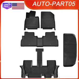 3 Row & Cargo Liner Floor Mat Set Black for 2020-2023 Kia Telluride Bucket Seats - Picture 1 of 15