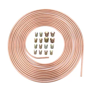 Copper Nickel Steel 3/16'' Car Brake Line Tubing Kit Tube Hose 25ft w/ Fittings - Picture 1 of 9
