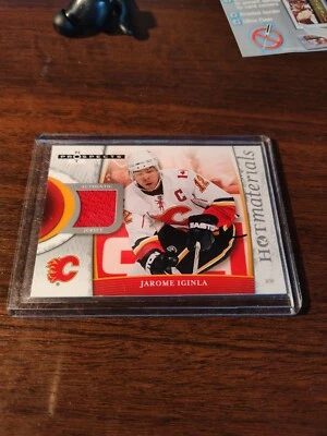 2007-08 JAROME IGINLA HOT PROSPECTS HOT MATERIALS JERSEY  CARD FLAMES 055/100. - Image 1 of 2