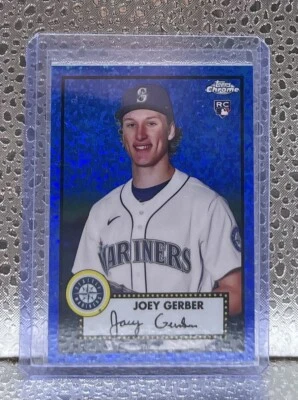 2021 Topps Chrome Joey Gerber Mariners RC Blue Mini Diamonds /199 # 88 - Image 1 of 2