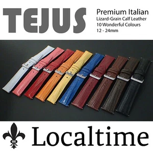 Premium Italian Tejus Lizard-Grain Calf Leather Watch Strap 12 - 24mm 10 Colours - Picture 1 of 27