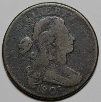 1803 Draped Bust Large Cent - Graffiti - US 1c Copper Coin - Image 1 of 4