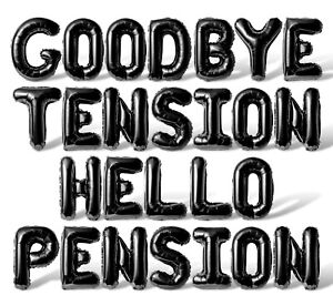 GOODBYE TENSION HELLO PENSION -10 Color Options- DIY Retirement Party Decoration