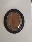 Antique 19th Century Napoleon III Blackened Wood Curved Glass Large Oval Frame