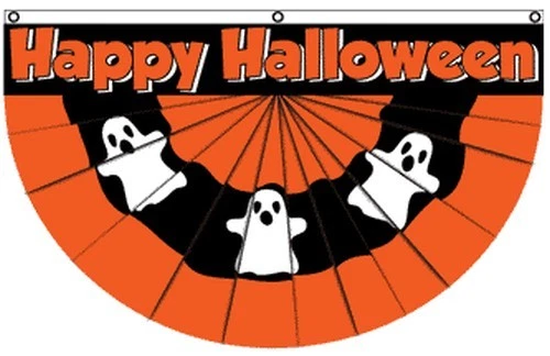 Happy Halloween Ghost Bunting Flag 5x3 ft Party Decoration Haunted House Wall - Image 1 of 1