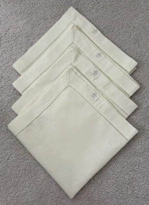 NWT Gevalia Kaffe Light Yellow Hand Embroidery Napkins Linen Blend Set of 4 - Image 1 of 4