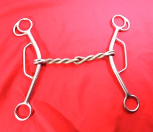 Vintage Trammell Edelstahl Trense Pferd Gebiss 5,5" Stahl verdrehter Draht Gymkhana Knebel - Bild 1 von 11