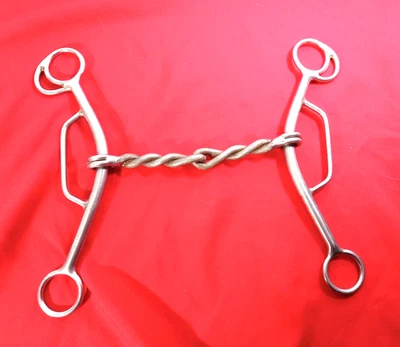 Broca de caballo de acero inoxidable Trammell de colección 5,5" alambre trenzado de acero Gymkhana mordaza Foto 1 de 4